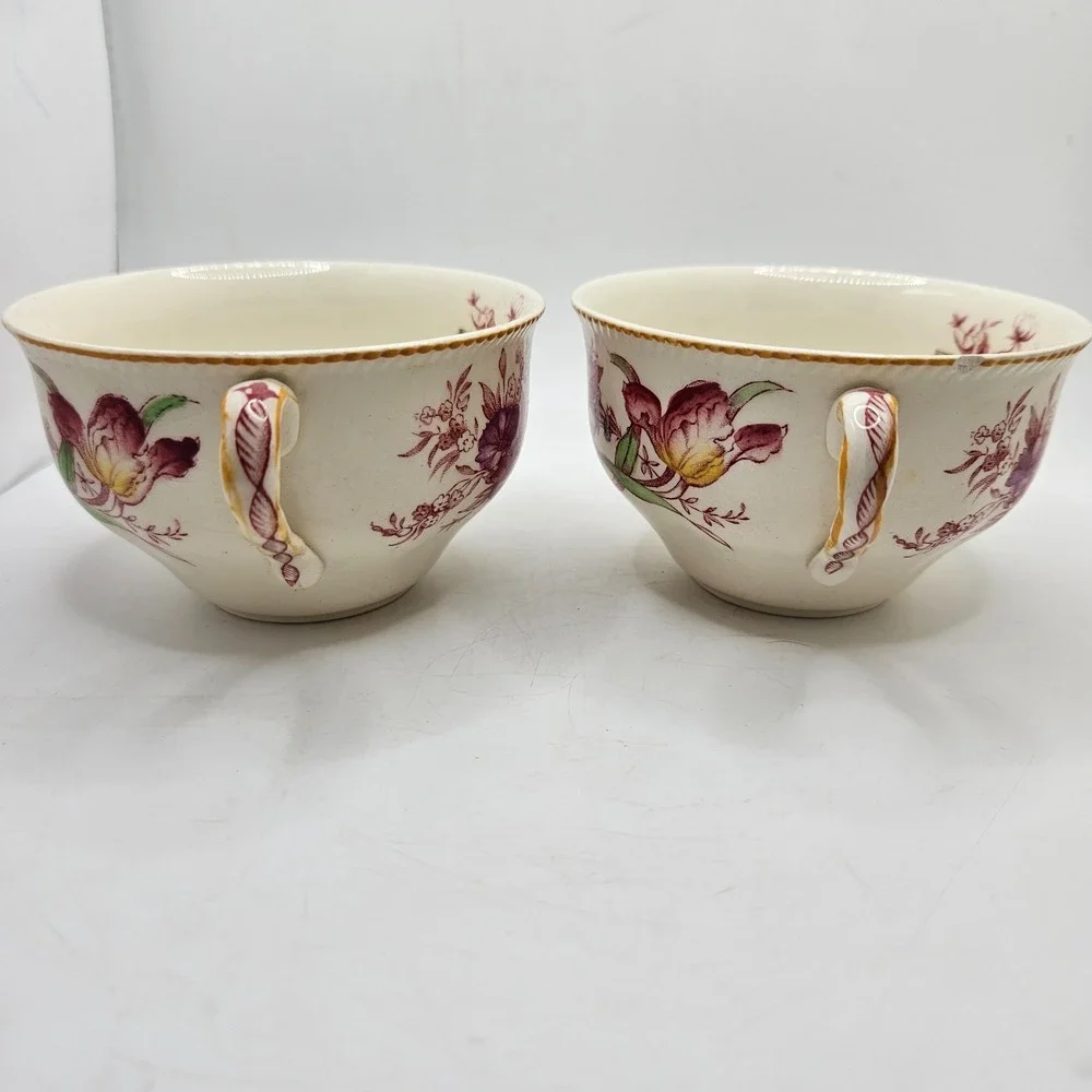 Vintage Johnson Brother's Floral Transferware Tea Cups Set of 2 Cottagecore